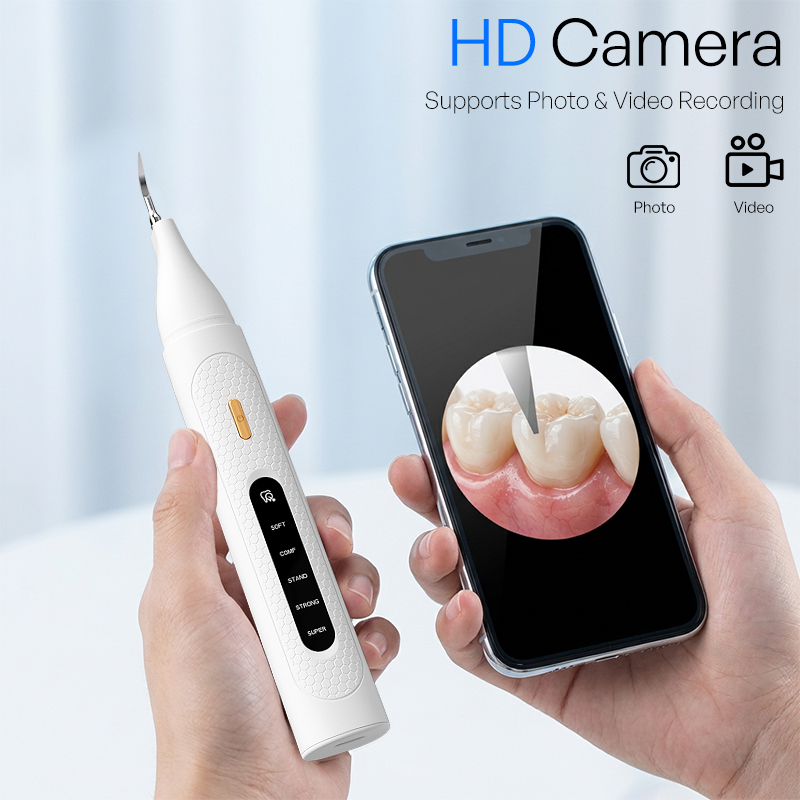 Teeth Whitening Mouthwash - Nettoyeur dentaire ultrasonique visuel avec caméra,
